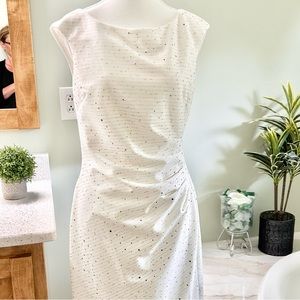 JH White and Gold Sparkly Dress Size 8